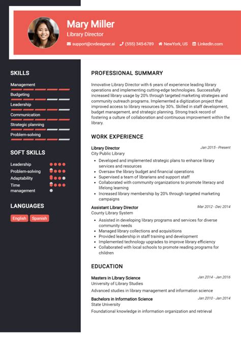 Library Director Resume Example For 2024 Free Professional Templates Cvdesignerai