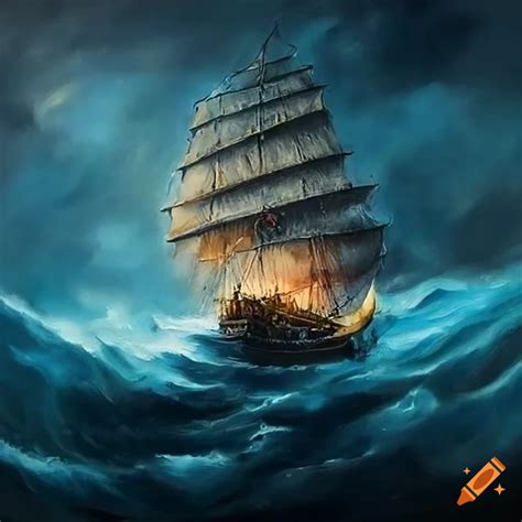 Ship In Storm Painting Store | www.drdiecast.com