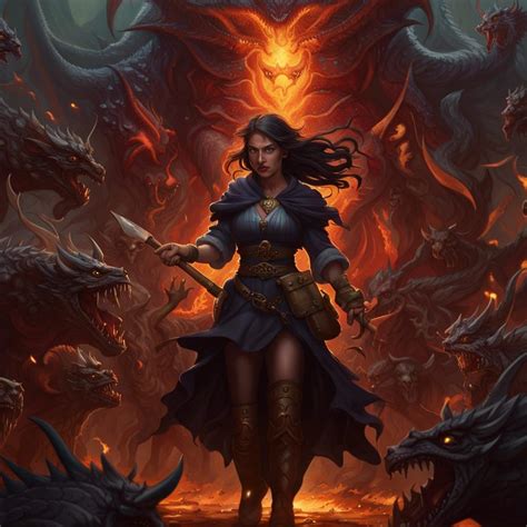 A Witch Faces A Horde Of Demons And Summons A Dragon To Defend Her Ai