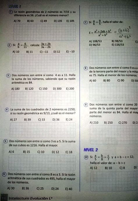 Solved Tarea De Matemática Nvel La Razón Geométrica De Números Es 715 Diferencia Es 56 Cuál