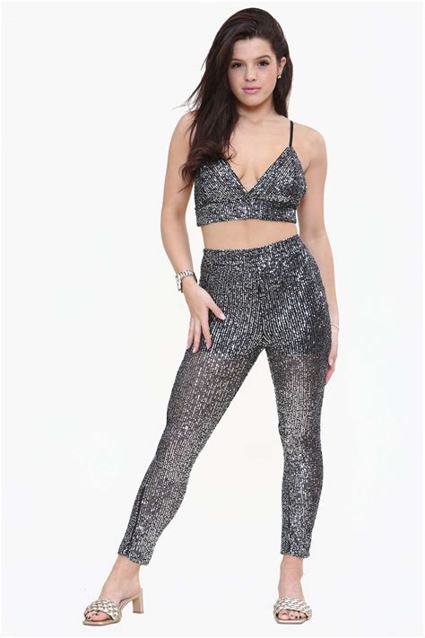 Sequin Bralette And Trousers Co Ord Set Radiate In Style With Firstfash Uk