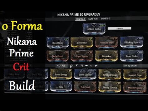 Warframe Weapon Builds Nikana Prime Crit Build Forma Youtube