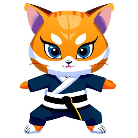 Water Color Karate Kitten Design An Adorable Kitten In A Karate Gi