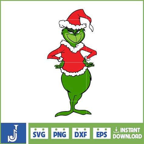 A Clipart Image Of The Grinch Wearing A Santa Hat And A Red Outfit