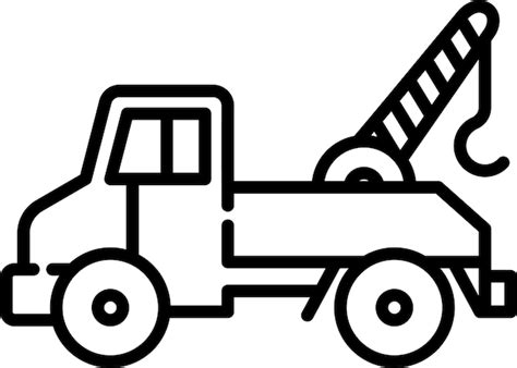 Premium Vector | Crane truck outline vector illustration