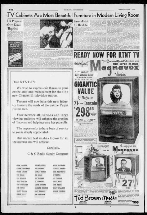 Channel 11 Goes On The Air Tacoma News Tribune March 4 1953 KTNT