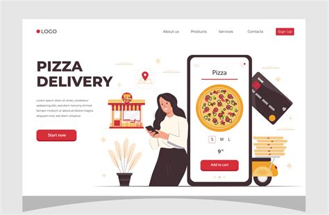 Food Online Order Smartphone Pizza Delivery Food Delivery Concept For