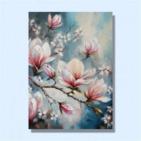 Magnolia Painting Original Oil Painting Spring Flowers Blooming Garden ...