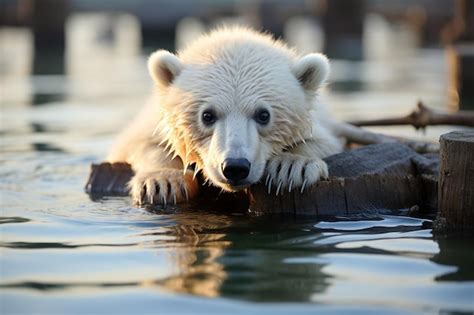 El Oso Polar En La Capa De Hielo El Deshielo Del Iceberg Y El