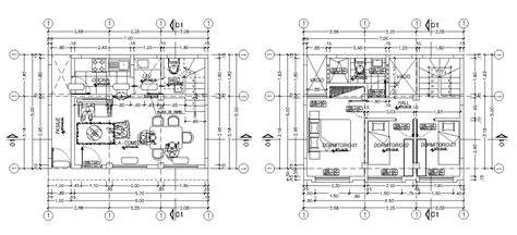 7x5 Meter House Ground Floor And First Floor Plan Autocad Drawing Dwg