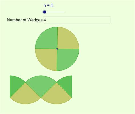 Area Of A Circle Wedge Sector Simplified Geogebra