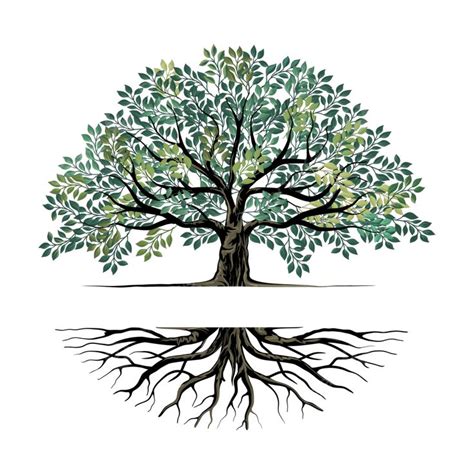 Oak Tree And Roots Logo With Text Space Oak Tree Logo Roots Png And