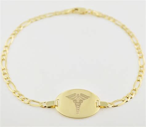 New 10k Solid Gold Medical Alert Medic Id Bracelet 7 5 Italian Free Engrave Ebay