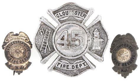 Lot Detail Gloucester New Jersey Fire Badges Lot Of Three