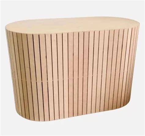 Mesa Oval Ripada Mdf Crú Decoração Mdf