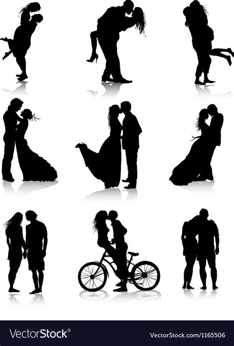 Romantic Couples Silhouettes Royalty Free Vector Image