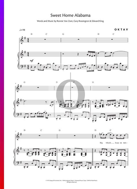 Sweet Home Alabama Lynyrd Skynyrd Piano Sheet Music Oktav