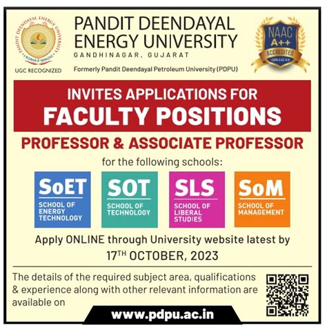 Pandit Deendayal Energy University, Gandhinagar Wanted Teaching Faculty ...