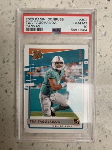 2020 Panini Donruss Tua Tagovailoa Rated Rookie Canvas RC 302 PSA 10