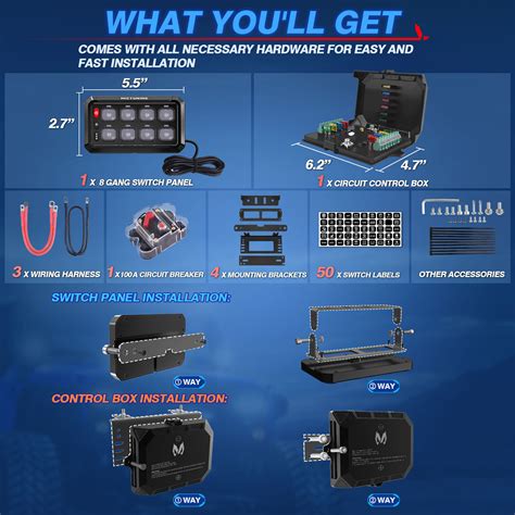 MICTUNING RGB 8Gang Switch Panel On Off LED Light Circuit Control Box