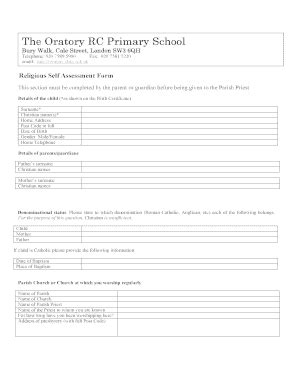 fillable  rbkc gov oratory catholic primary school royal
