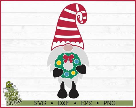 Gnomo De Navidad Con Corona Svg Archivo Dxf Eps Png Navidad Svg