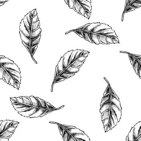 Premium Vector Seamless Pattern Of Hand Drawn Leaf In Sketch Style