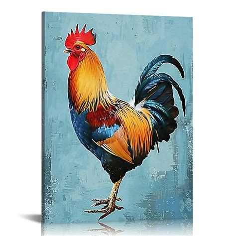 Nawypu Rooster Canvas Wall Art Farm Animal Chicken Painting For Kitchen