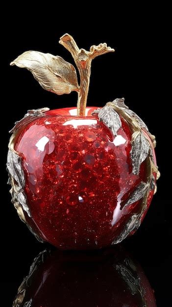 Premium AI Image | a red apple with a gold leaf on it
