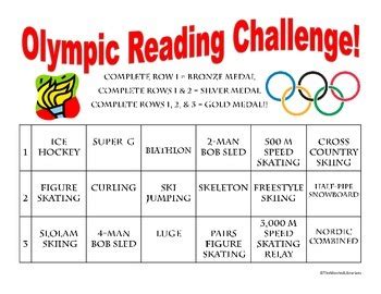 Winter Olympics Reading Challenge By The Married Librarians Tpt