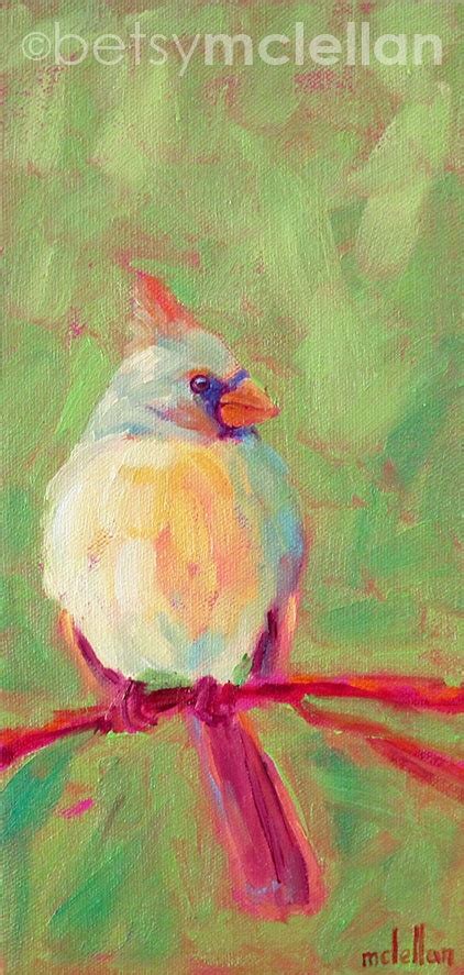 Female Cardinal Original Painting 6x12