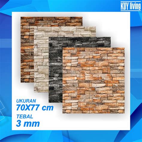 Jual Wallpaper Dinding Foam Timbul 3D Motif Batu Alam Wall Stiker