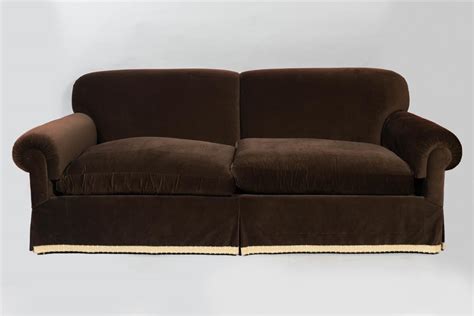 Lot Pair Of Contemporary Brown Velvet Sofas