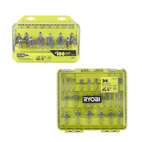 RYOBI 24-Piece Router Bit Set with 15-Piece Shank Carbide Router Bit Set – BrickSeek