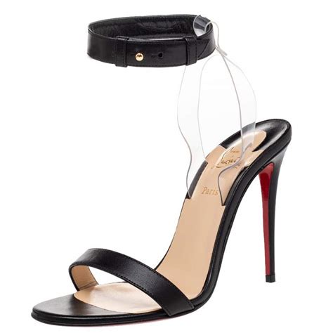 Christian Louboutin Black Leather And PVC Jonatina Ankle Strap Sandals