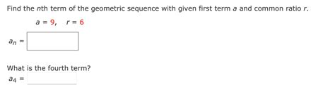 Solved Find The Nth Term Of The Geometric Sequence With