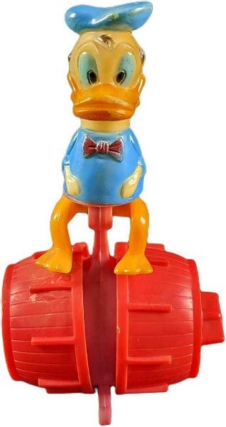 Vintage Wind Up Donald Duck On A Barrel