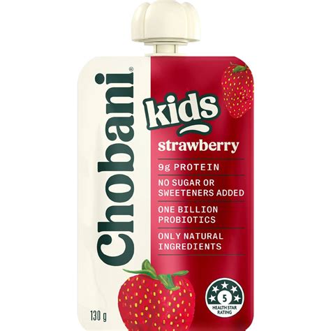 Chobani Kids Yogurt Pouch Strawberry 130g Woolworths