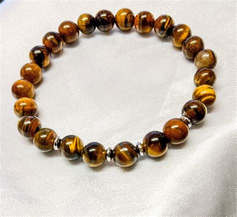 Tigers Eye Bracelet Mm Beaded Yellow Tigers Eye Knotted Bracelet