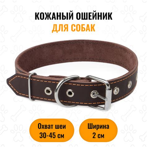 Кожаный ошейник для мелких и маленьких пород собак. Охват шеи от 30 до ...