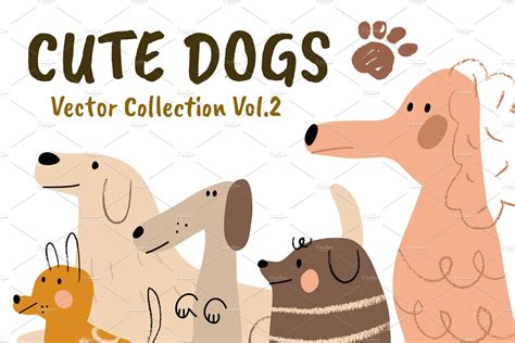 Cute Dog Breeds Vector Set Creative Market