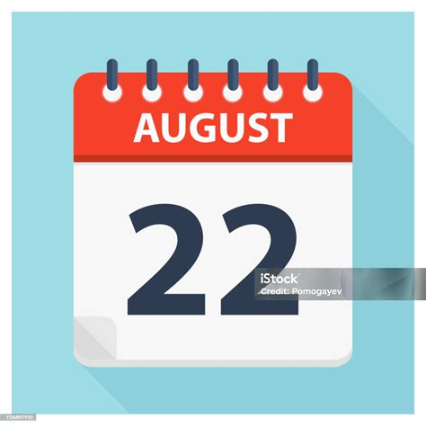 August 22 Calendar Icon Calendar Design Template Stock Illustration ...