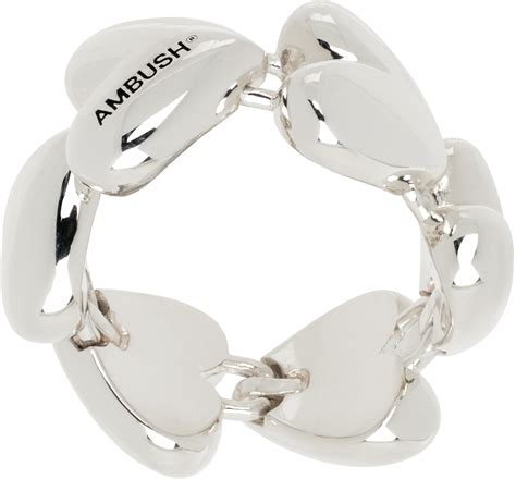 Ambush Silver Heart Link Ring Ssense
