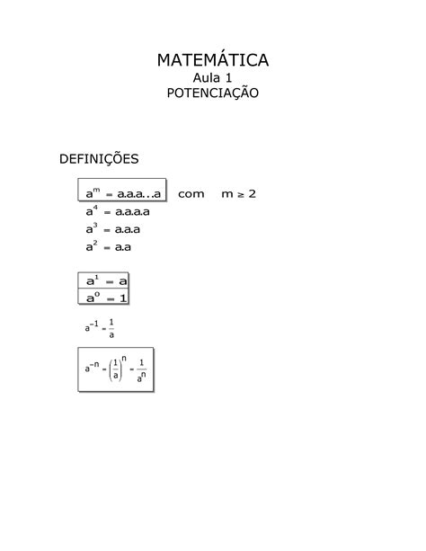 Matemática aula 01 potenciação PDF Download Gratuito