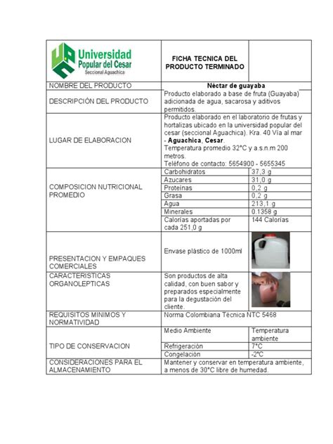 Ficha Tecnica Del Producto Terminado Pdf Vegetales Ciencia De Los Alimentos