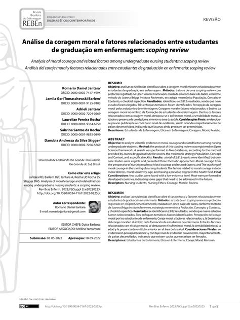 Pdf An Lise Da Coragem Moral E Fatores Relacionados Entre Estudantes