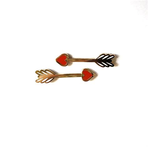 Set Of 2 Heart Arrows Enamel Pins Etsy