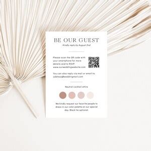 Printable Rsvp Wedding Attire Card Template With Qr Code Etsy