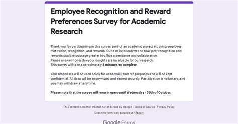 Employee Recognition And Reward Preferences Survey For Academic