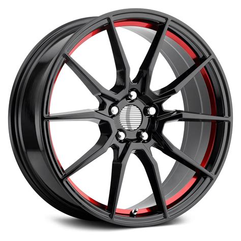 Performance Replicas Pr193 Gloss Black Red Machined Powerhouse Wheels